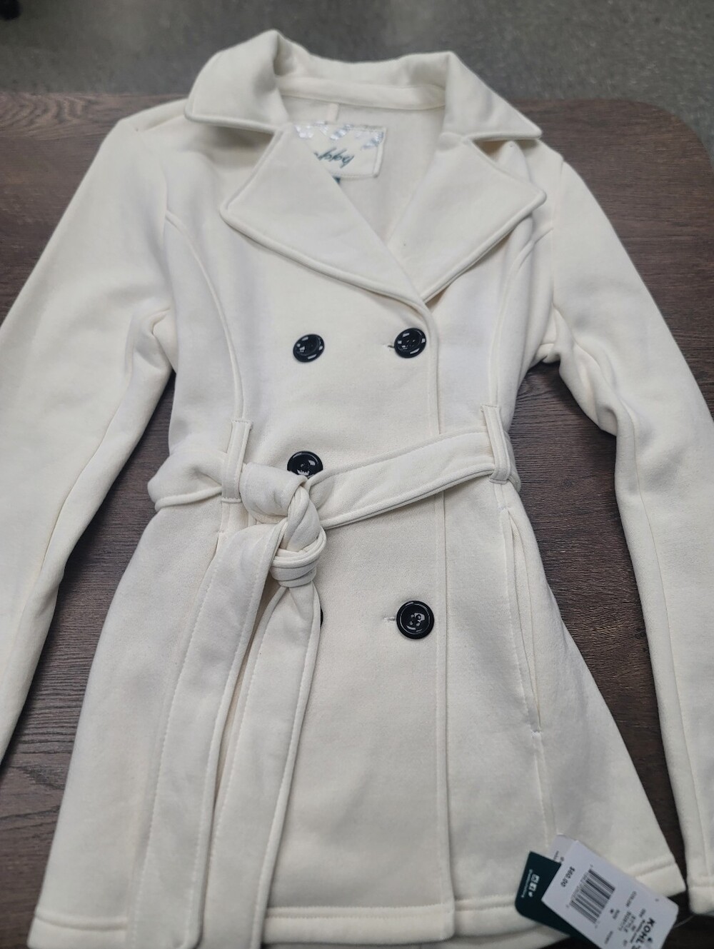 NWT Sebby Double Breasted Ivory Button Peacoat Jacket Womens Medium
